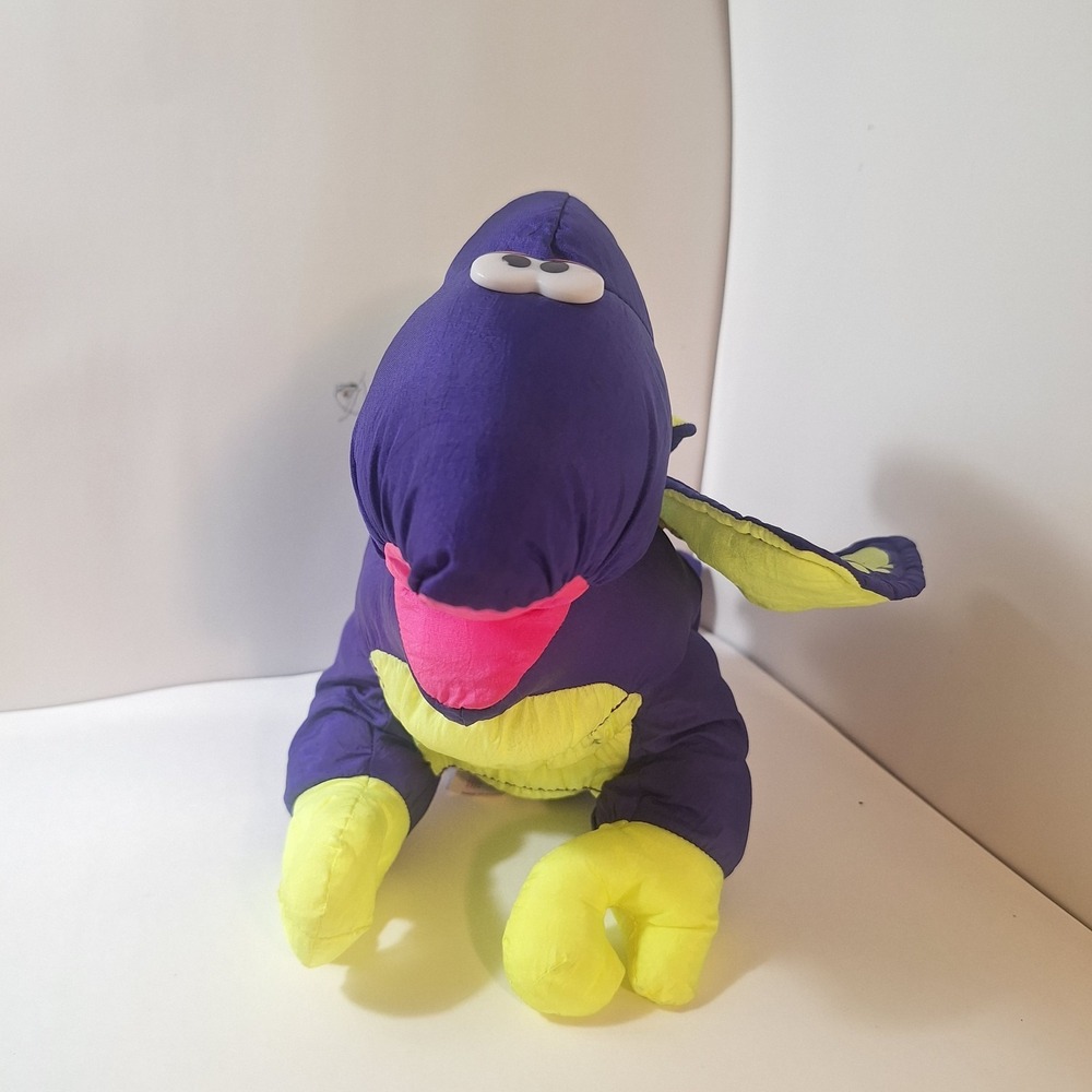 Vtg 1992 Purple Puffalump Fisher Price BabyDino Roar Pterodactyl Plush Parachute